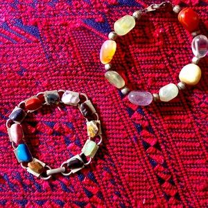 2 semi precious stone bracelets.